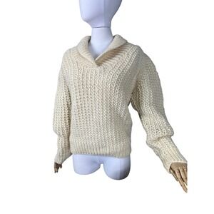 Greek Chunky Knit Cowl Neck Sweater 100% Wool